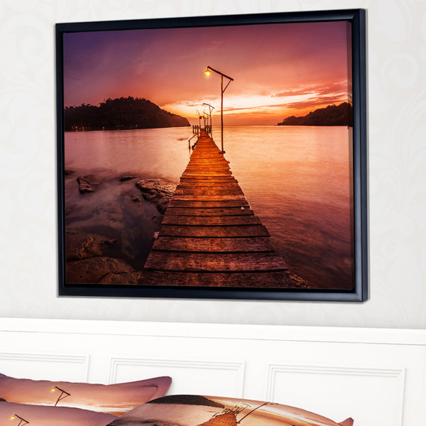Bless international Sunset Over Purple Sea Framed On Canvas Print Wayfair